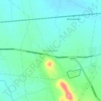 Mapa topográfico Binkadakatti, altitude, relevo
