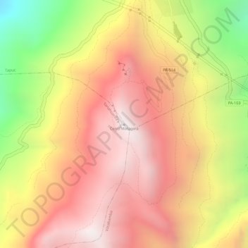Mapa topográfico Cerro Matagara, altitude, relevo