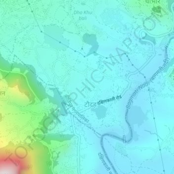 Mapa topográfico Kharibot, altitude, relevo