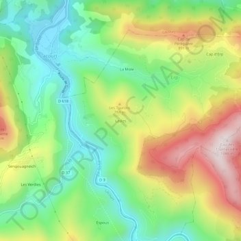 Mapa topográfico Lastes, altitude, relevo