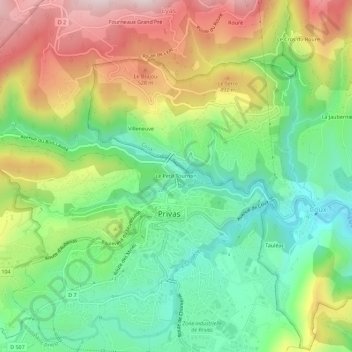 Mapa topográfico Le Petit Tournon, altitude, relevo