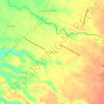 Mapa topográfico San Roque, altitude, relevo