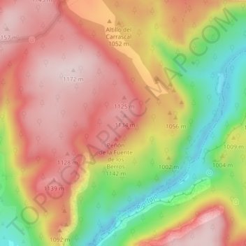 Mapa topográfico Roquete, altitude, relevo