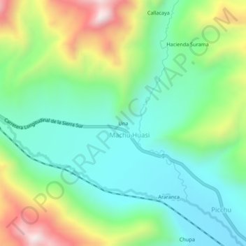 Mapa topográfico Una, altitude, relevo