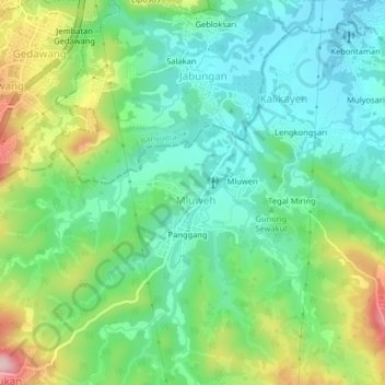 Mapa topográfico Karanggawang, altitude, relevo