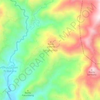 Mapa topográfico Sangkaropi, altitude, relevo