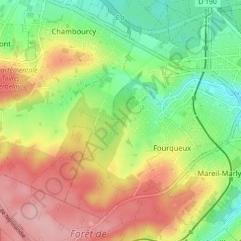 Mapa topográfico La Vente, altitude, relevo