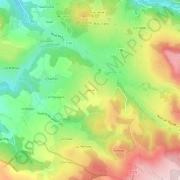 Mapa topográfico L'Herm, altitude, relevo