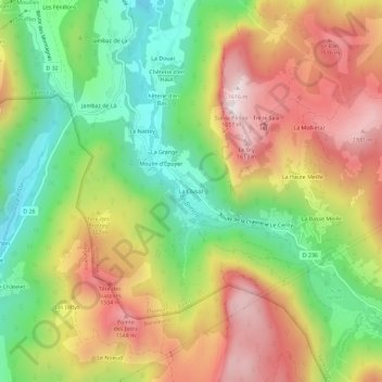 Mapa topográfico La Clusaz, altitude, relevo