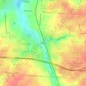 Mapa topográfico Hughes, altitude, relevo
