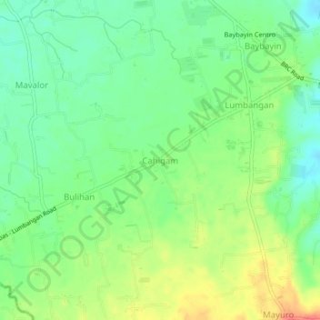 Mapa topográfico Cahigam, altitude, relevo