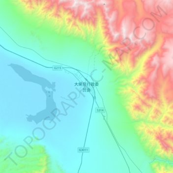 Mapa topográfico 大柴旦行政委员会, altitude, relevo