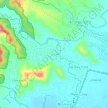 Mapa topográfico Tiudan, altitude, relevo
