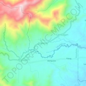 Mapa topográfico Imbatug, altitude, relevo