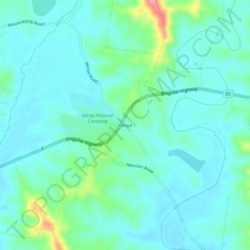 Mapa topográfico Winya, altitude, relevo