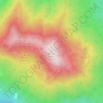 Mapa topográfico Monte Pelpi, altitude, relevo
