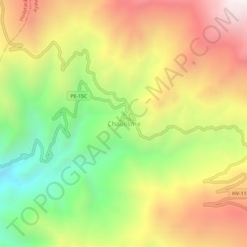 Mapa topográfico Chaulisma, altitude, relevo
