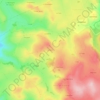 Mapa topográfico Le Born, altitude, relevo