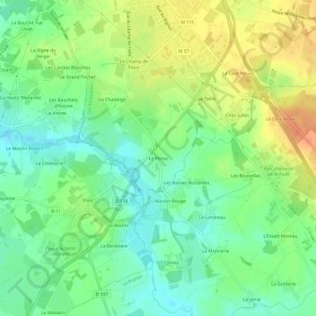 Mapa topográfico Le Pérou, altitude, relevo