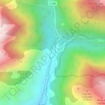 Mapa topográfico la Molina, altitude, relevo