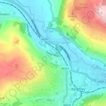 Mapa topográfico Low Utley, altitude, relevo