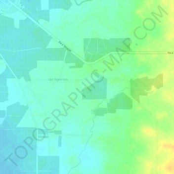 Mapa topográfico Río Coca, altitude, relevo