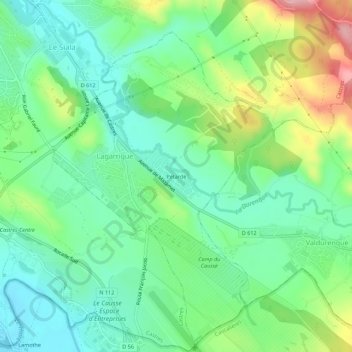 Mapa topográfico Pétardé, altitude, relevo