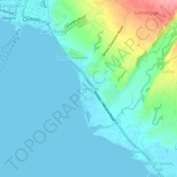Mapa topográfico Bantigue, altitude, relevo