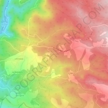 Mapa topográfico Le Lac Bas, altitude, relevo