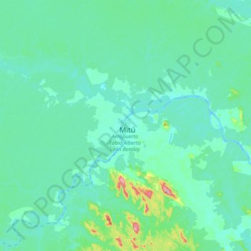 Mapa topográfico Mitú, altitude, relevo