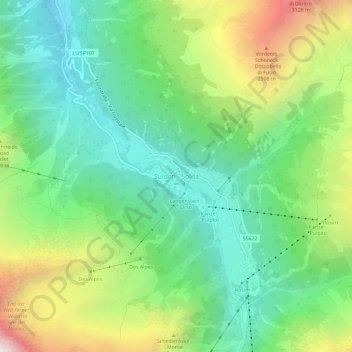 Mapa topográfico Sulden - Solda, altitude, relevo