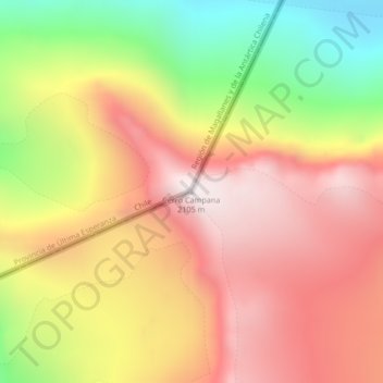 Mapa topográfico Cerro Campana, altitude, relevo