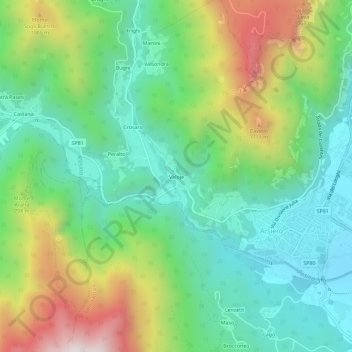 Mapa topográfico Valoje, altitude, relevo