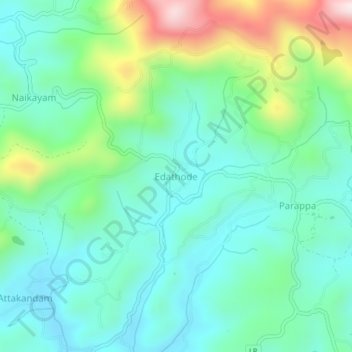 Mapa topográfico Edathode, altitude, relevo