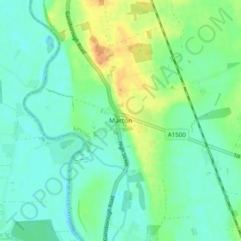 Mapa topográfico Marton, altitude, relevo
