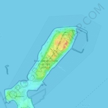 Mapa topográfico L'Île Longue, altitude, relevo
