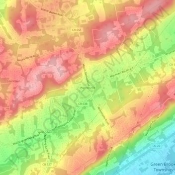 Mapa topográfico Warrenville, altitude, relevo
