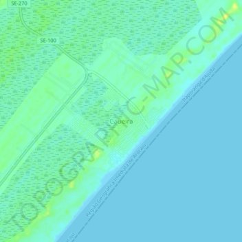 Mapa topográfico Caueira, altitude, relevo