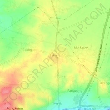 Mapa topográfico Labang, altitude, relevo