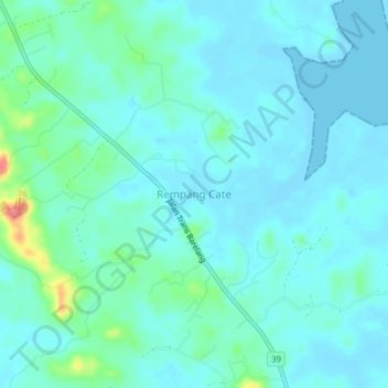 Mapa topográfico Rempang Cate, altitude, relevo