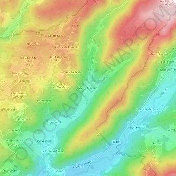 Mapa topográfico Magny Maubert, altitude, relevo