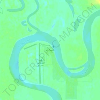 Mapa topográfico McGrath, altitude, relevo