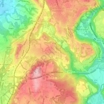 Mapa topográfico Schianno, altitude, relevo