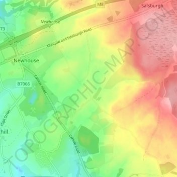 Mapa topográfico Hareshaw, altitude, relevo