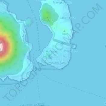 Mapa topográfico Merdeka, altitude, relevo