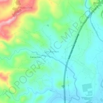 Mapa topográfico San Ramon, altitude, relevo