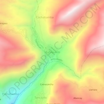 Mapa topográfico Muñapucro, altitude, relevo