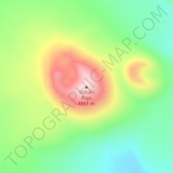 Mapa topográfico Volcán Rojo, altitude, relevo