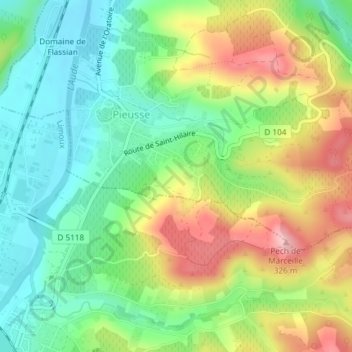 Mapa topográfico Coumo-Nivert, altitude, relevo