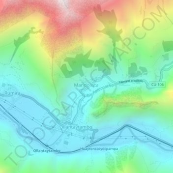 Mapa topográfico Bandolista, altitude, relevo